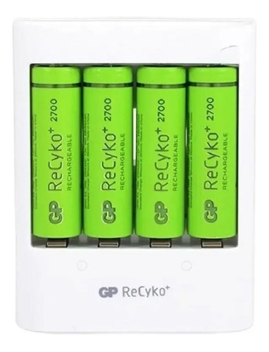 Imagen 4 de 8 de Cargador Pilas Gp + 4 Aa Recargables 2700mah