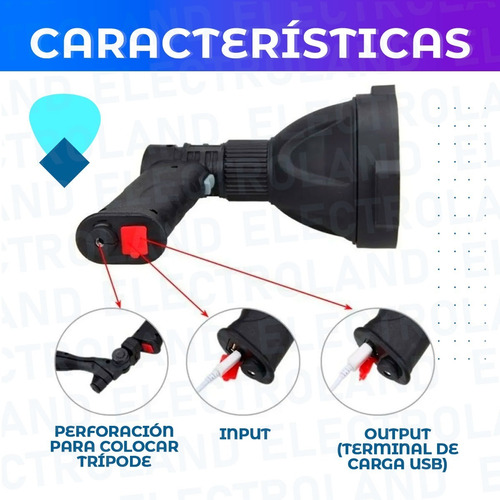 Imagen 4 de 10 de Reflector Pistola De Mano Recargable Usb Led Buscahuellas