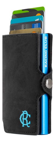 Billetera Tarjetero Rfid Racing Club - Calidad - Lic Color Negro Diseño De La Tela Liso