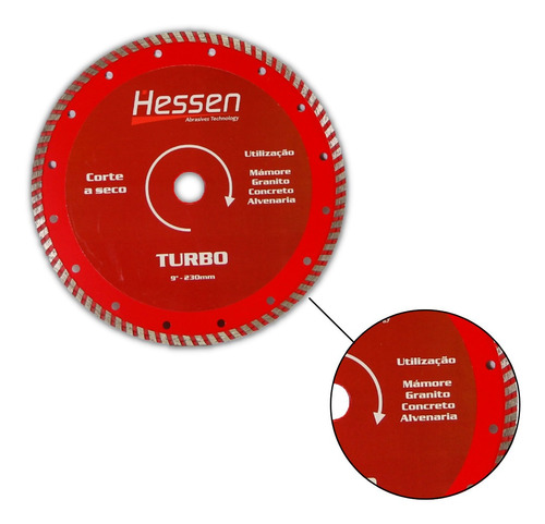 Disco Diamantado Turbo 230mm Para Piso Concreto - Hessen