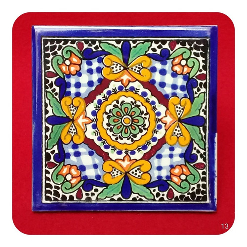 Imagen 9 de 10 de Set 10 Azulejos De Talavera Poblana 10x10 Cm Decoración Zlj
