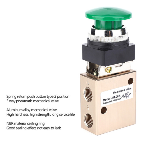 Válvula Mecánica Con Botón Pulsador Jm-06a Neumática De 2 Po