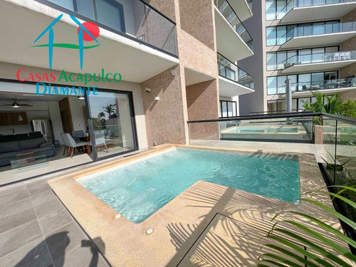 Cad Altamar Residencial Calypso 001. Terraza En L Con Jacuzzi Y Vista A Las Áreas Comunes, Sala Y Asador