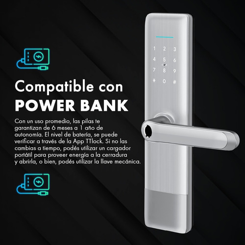 Cerradura Inteligente Smart Bluetooth Huella Exterior App