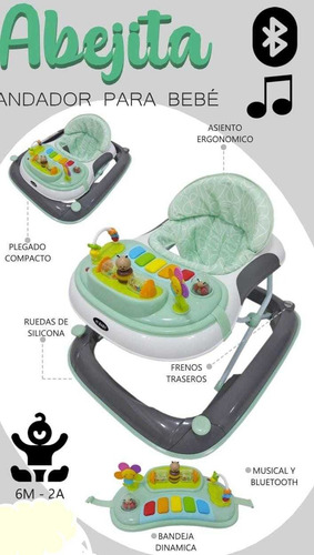 Andador Para Bebe Con Bandeja De Juego Y Bluetooth Abeja