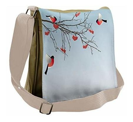 Bolso De Mensajero - Ambesonne Rowan Bag, Bullfinch Birds Br