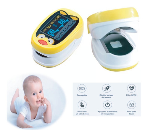 Imagen 2 de 3 de Oximetro Pediatrico Neonato Recargable Pulso Hogar
