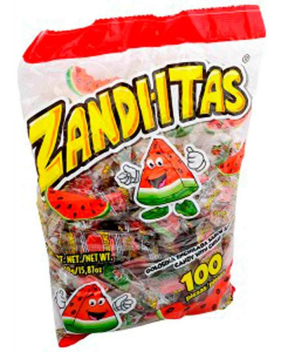 Dulces Zandiitas Enchilado Sandía 100 Piezas 450g