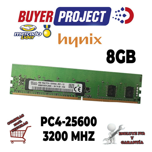 Imagen 3 de 5 de Memoria Servidor Hp Dell Ibm 8gb 1rx8 Ddr4 Pc4-25600 3200m R