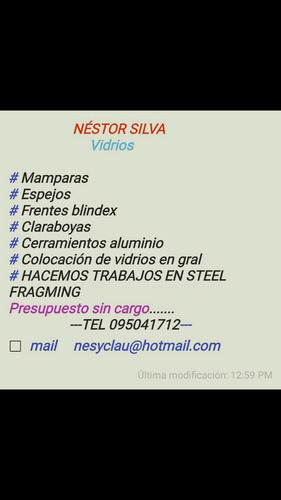 Imagen 5 de 5 de Vidrieria Nestor Silva. ..presupuesto Sin Cargo 095041712