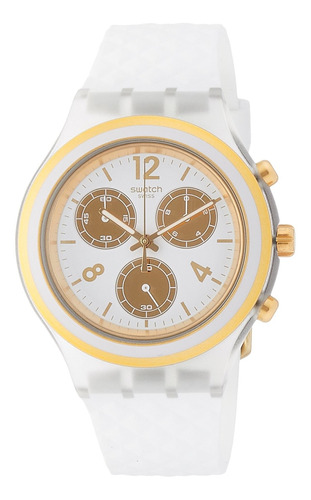 Reloj De Moda Swatch Elegolden Svck1008 White Silicone Swiss