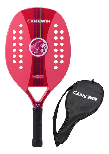 Raquete De Beach Tennis Camewin Carbono Fibra Rosa