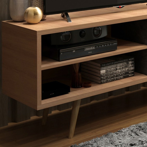Rack Para Tv 55 Pol 160 Cm 2 Portas R1482 Amendoa Marmore