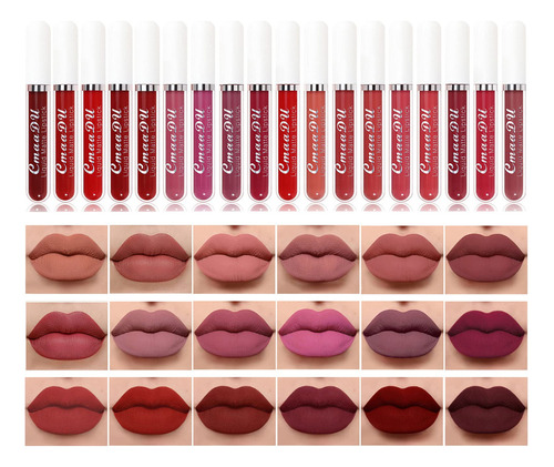 Bonnie Choice Juego De 18 Lapices Labiales Mate, Juego De La