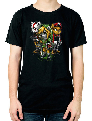 Remera Gamer Cats Kratos Mario Link Zelda  617 Dtg Minos