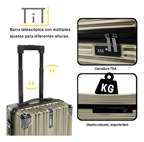 Maleta Mano De Viaje Rigida 20 Pulgadas Ruedas 360° Maleta