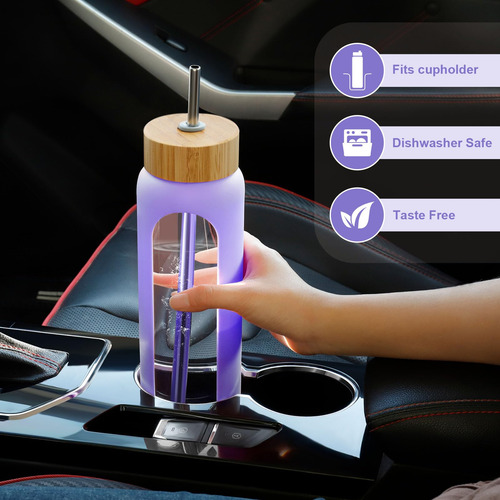 Botella De Agua De Vidrio 1 Litro Vaso Motivacional Con Tapa