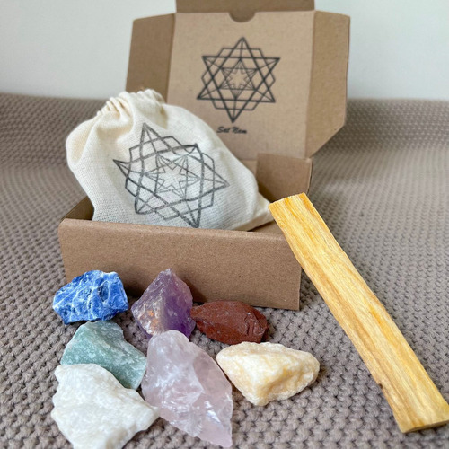 10 Sets 7 Cuarzos En Bruto Y Palo Santo Protección, Armonia