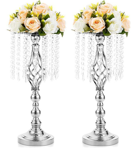 Nuptio 2 Pc 19.3 Pulgadas Alto Cristal Flower Stand Wedding 