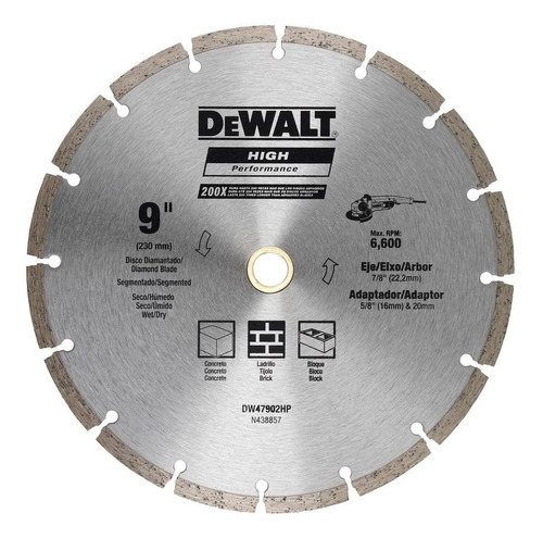 Disco Diamantado Dewalt Segmentado 9 PuLG Dw47902hp