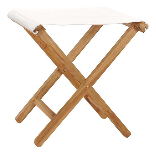 Sillas Plegables 2 Pzas Madera Teca Y Tela Crema Blanco Color Café