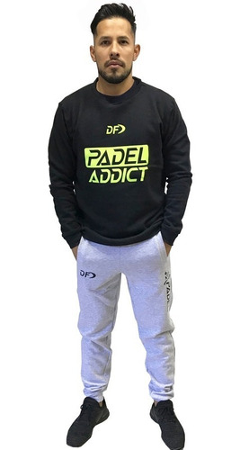 Imagen 2 de 4 de Buzo Padel Addict + Pantalón Padel Negro Talles Especiales