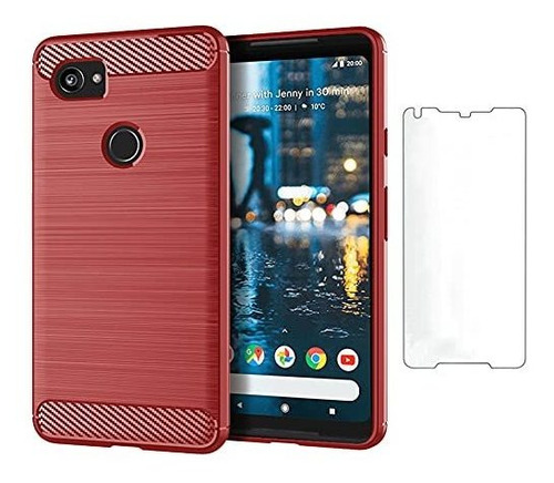 Funda Para Google Pixel 2 Xl Diseño Resistente De Color Rojo