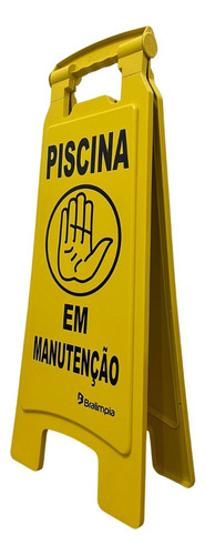 Placa De Sinalização Piscina Em Manutenção Bralimpia Cor Amarelo