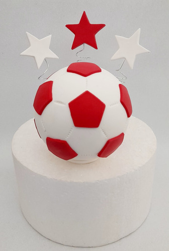 Adorno Pelota De Fútbol N°8  + Estrellas En Porcelana Fría 