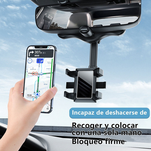 Imagen 8 de 9 de Soporte Celular Auto Porta Espejo Retrovisor Girar 360 Grado