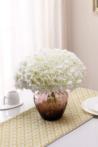 Aviviho - Hortensias De Seda, 10 Unidades, Color Blanco Marf