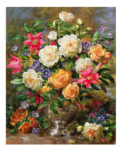 Pintura Numerada Vaso De Rosas Clássico Modelo 2_p2