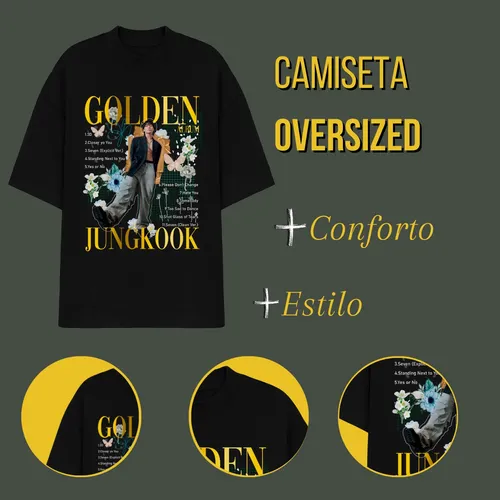 Camiseta Oversized Jungkook Album Golden Bts Moda Streetwear Camiseta Oversized Jungkook Album Golden Bts Moda Streetwear