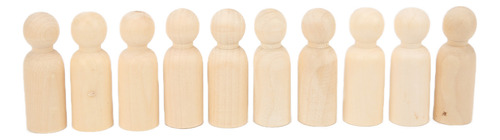 Boneca De Madeira Inacabada, 10 Peças, 75 Mm E 3,0 Polegadas