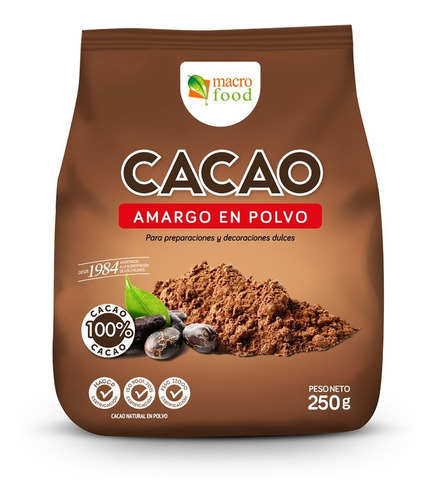20 Cacao Amargo Premium 250 Gr C/u