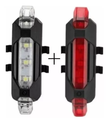 Combo 918 Luz Bicicleta Led Usb Recargable Delantera Trasera Color Rojo y  blanco