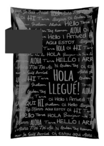 Sobre Hola Llegue 20x30 Negro 100 Un