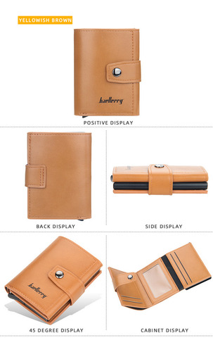 Cartera Tarjetero De Cuero Para Hombre Con Protección Rfid