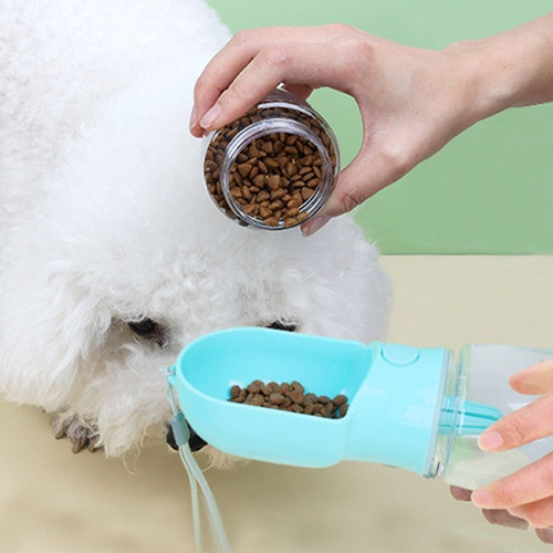 Botella De Agua Para Mascotas Con Dispensador De Comida, Com