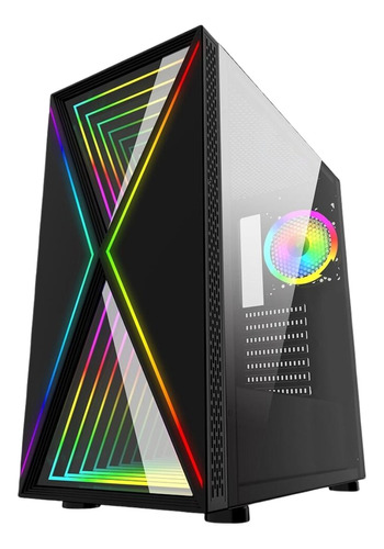 Gabinete Gamer Led Bg-034 Pulse Infinity Rgb Preto Vidro 3.0