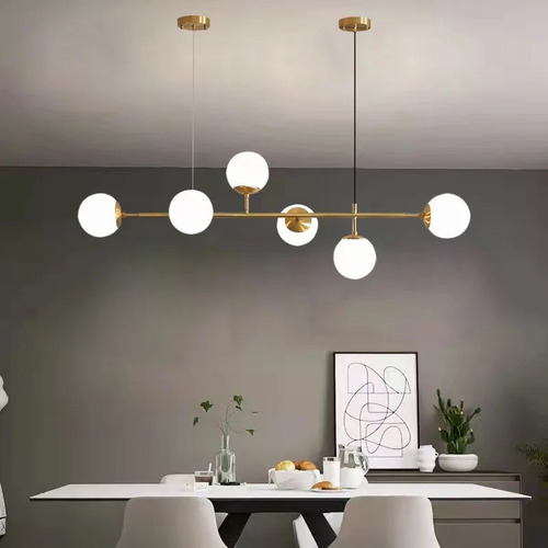 Lustre Pendente Jabuticaba Jabuti Dourado Com 6 Globos Inl95 110v/220v