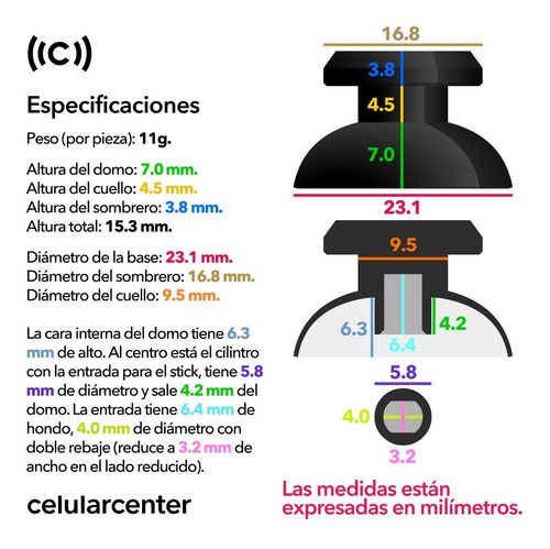 Imagen 5 de 6 de 10 Capuchón Metalico Joystick Xbox One Series X S Ps4 Ps5