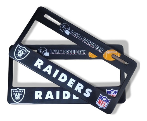 Porta Placa Universal Oakland Raiders Negro Precio X Par 