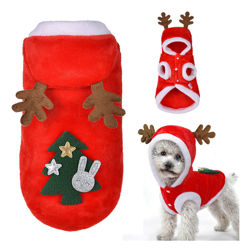 Ropa De Alce De Navidad Con Capucha Para Gato