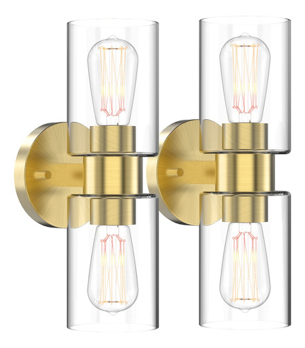 2 Lampara Baño Lujo Luz Dorada Tocador Espejo Pared Moderna