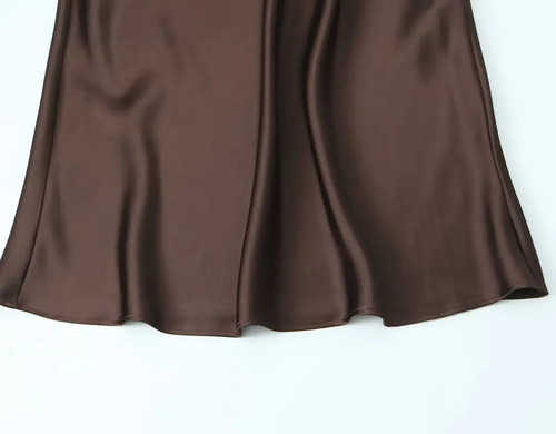 Falda Midi Evasé De Satén De Seda Para Mujer