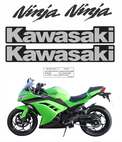 Kit Adesivo Emblema Compatível Kawasaki Ninja 300 Verde 013 Cor MOTO NINJA 300 VERDE