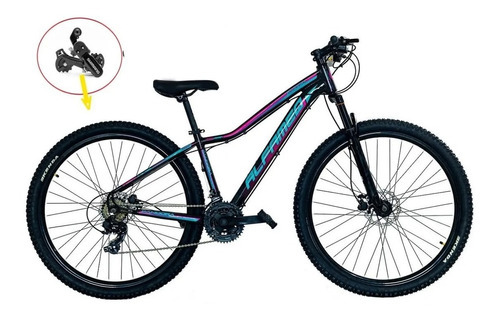 Bicicleta Feminina Aro 29 Alfameq Pandora Cambio Shimano 21v Cor Preto com Azul Tamanho do quadro 15