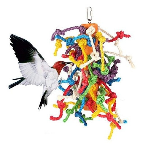 Bvanki Bird Toy Colorful Knots Block Masticar Juguete Pajar