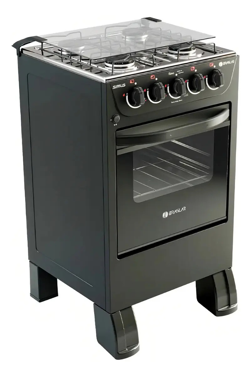 Fogão 4 Bocas New Sirius Plus Braslar Cor Preto